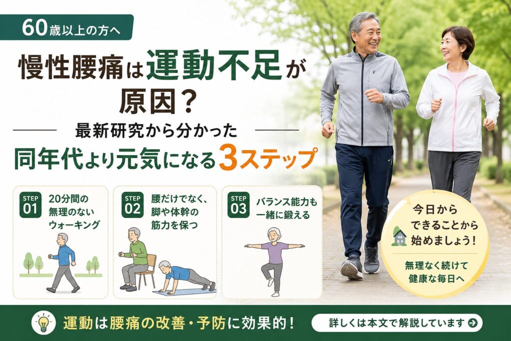 慢性腰痛は運動不足が原因？ 同年代より元気になる３ステップ