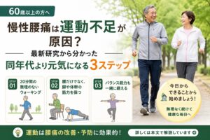 慢性腰痛は運動不足が原因？ 同年代より元気になる３ステップ
